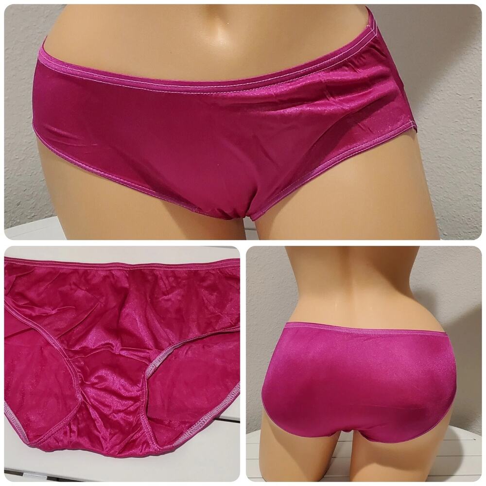 Shadowline 11032 Bikini Panty Shiny Nylon Full Cut Silky Pink Love